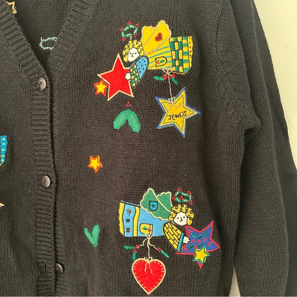 Quacker Factory Christmas Holiday Sweater Vintage colorful angels Size Medium - Picture 2 of 6